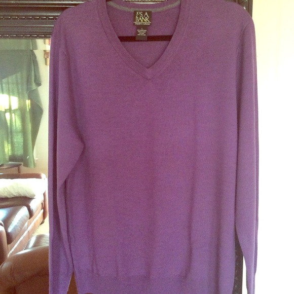 Jos. A Bank 100% Merino Wool Sweater Purple Sz. Lg - Picture 1 of 2
